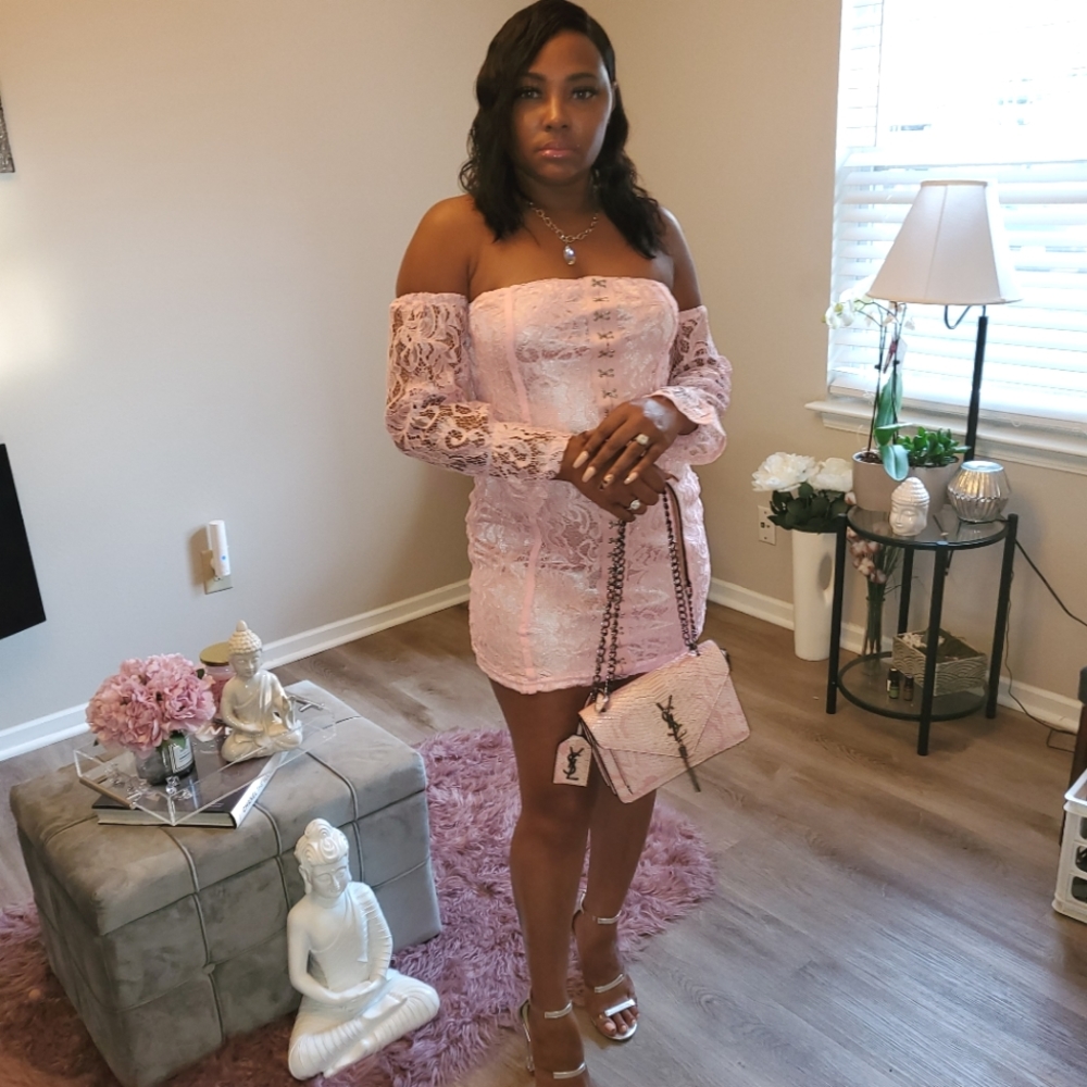 Pink lace dress